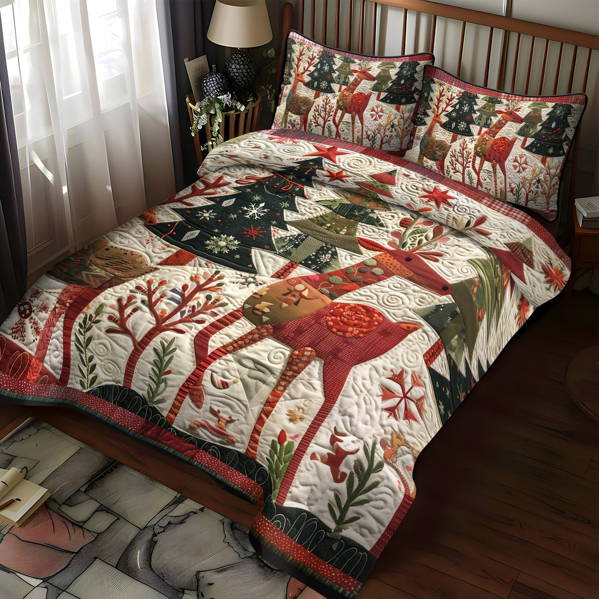 Jingle Bell Joy 3-Piece Quilted Bedding Set