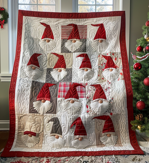 Jolly Gnome Quilted Blanket
