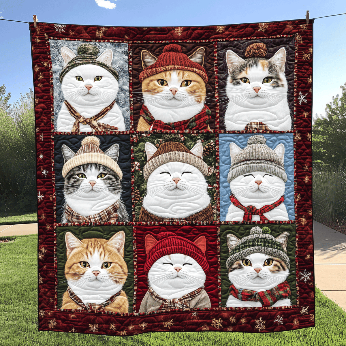 Jolly Catmas Quilted Blanket
