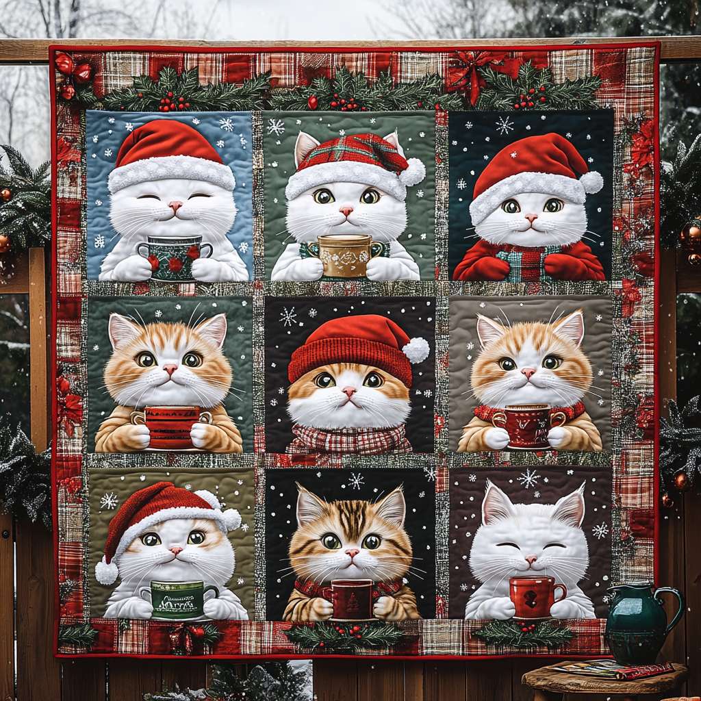 Jolly Cats Quilted Blanket