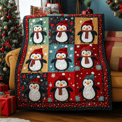 Jolly Penguins Quilted Blanket