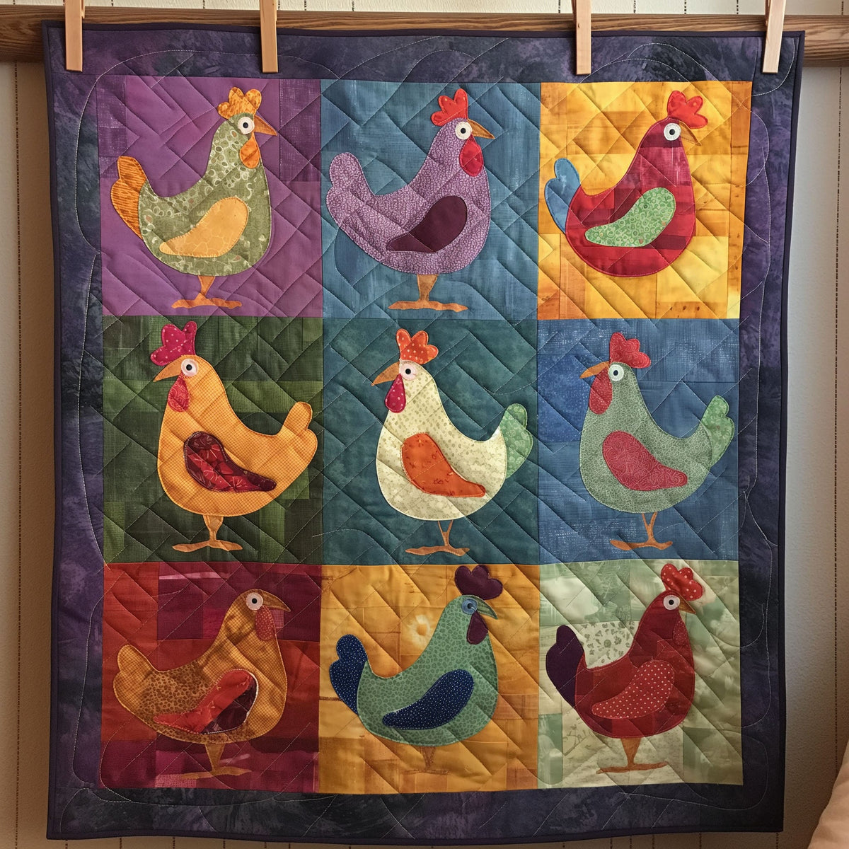 Joyful Chicks Quilted Blanket