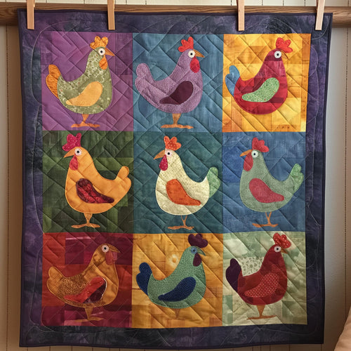 Joyful Chicks Quilted Blanket