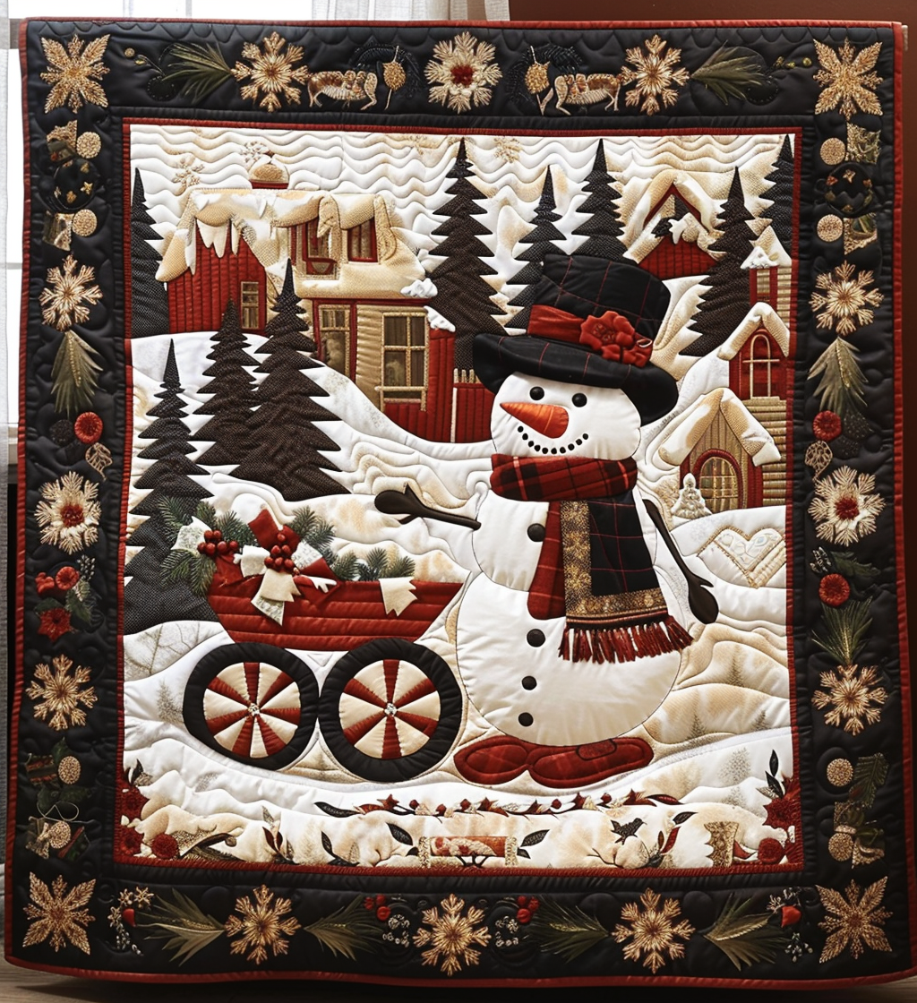Joyful Snowman Quilted Blanket