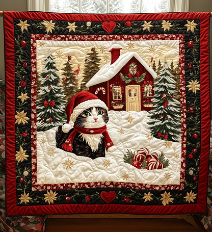 Joyful Cat Quilted Blanket
