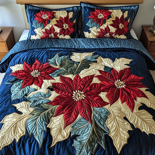 Joyful Petals 3-Piece Quilted Bedding Set