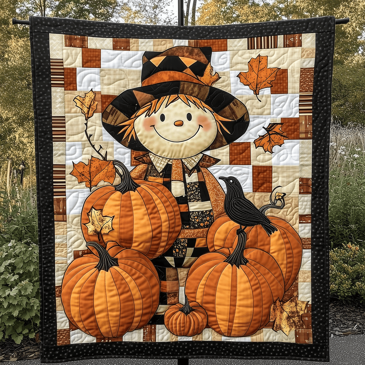 Joyful Scarecrow Quilted Blanket