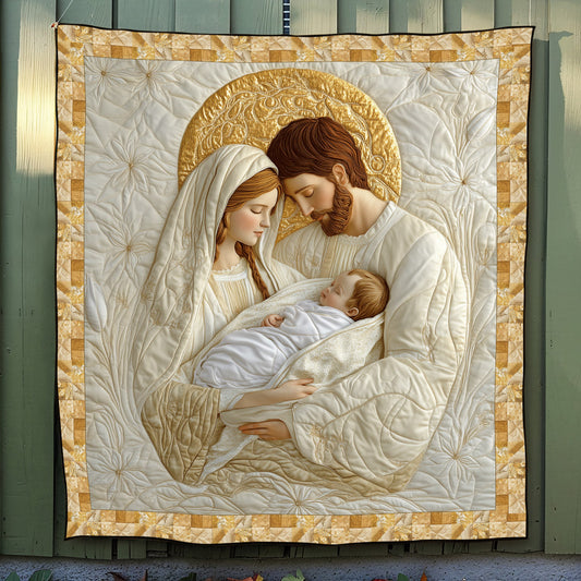 Joyous Nativity Scene Quilted Blanket