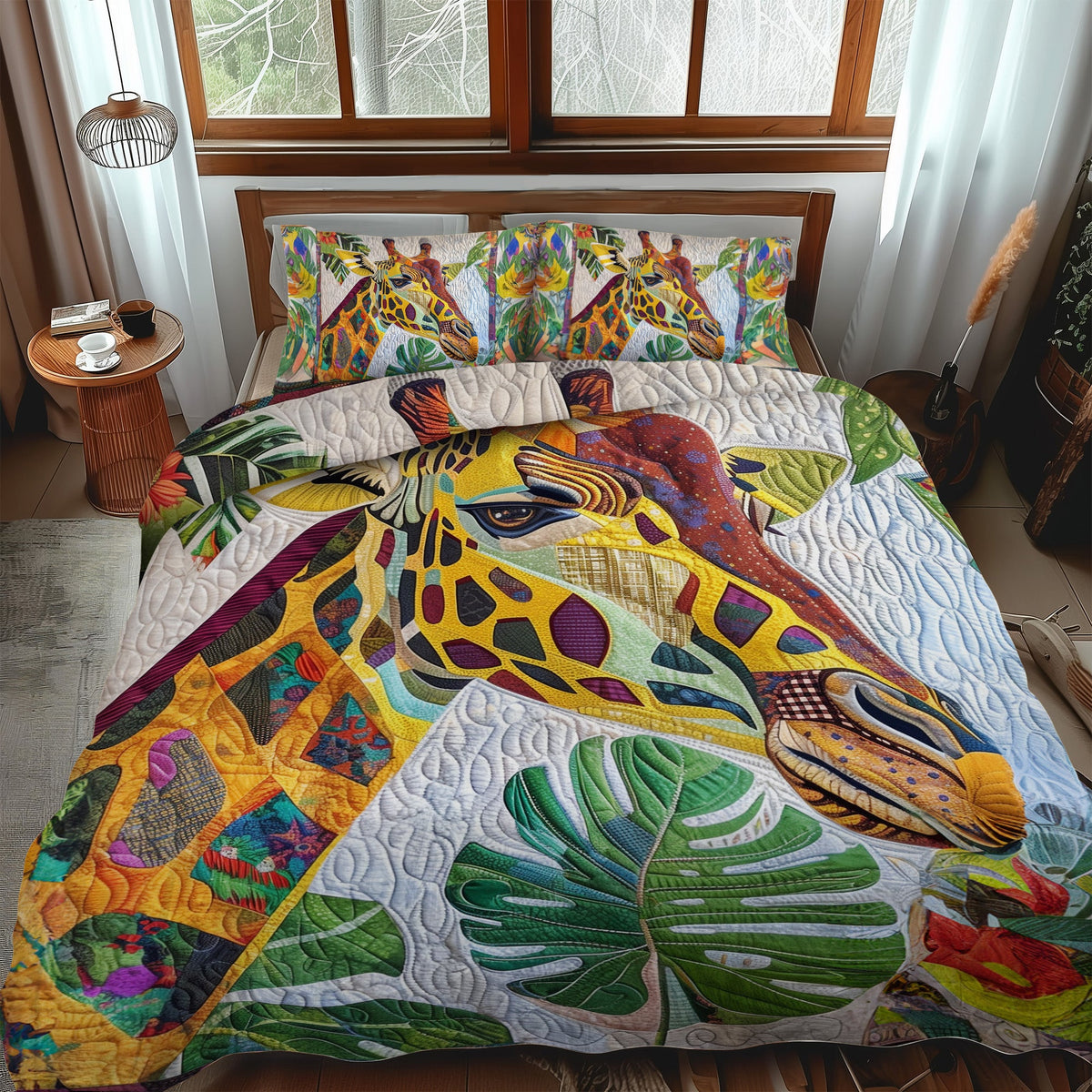 Jungle Giraffe 3-Piece Quilted Bedding Set