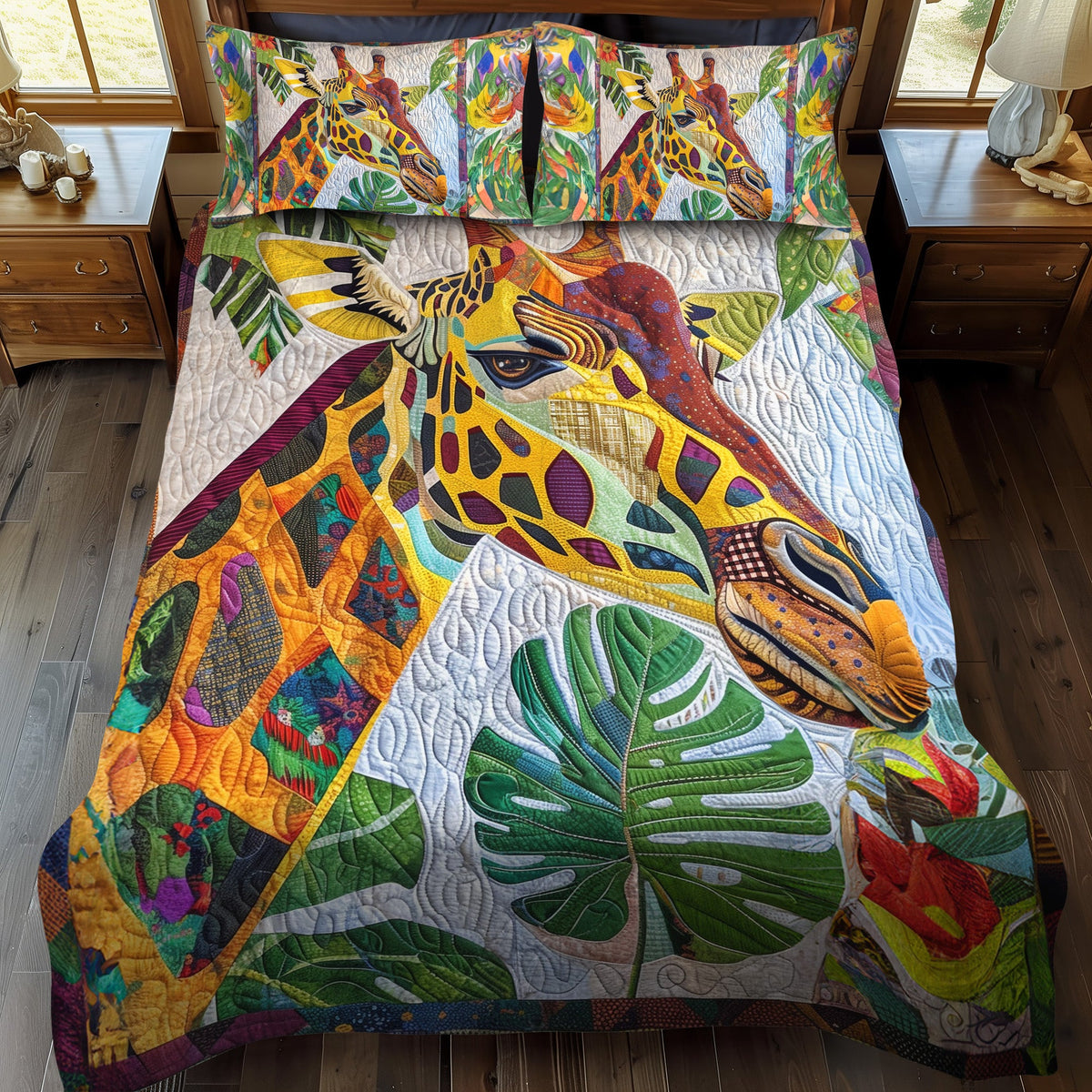 Jungle Giraffe 3-Piece Quilted Bedding Set