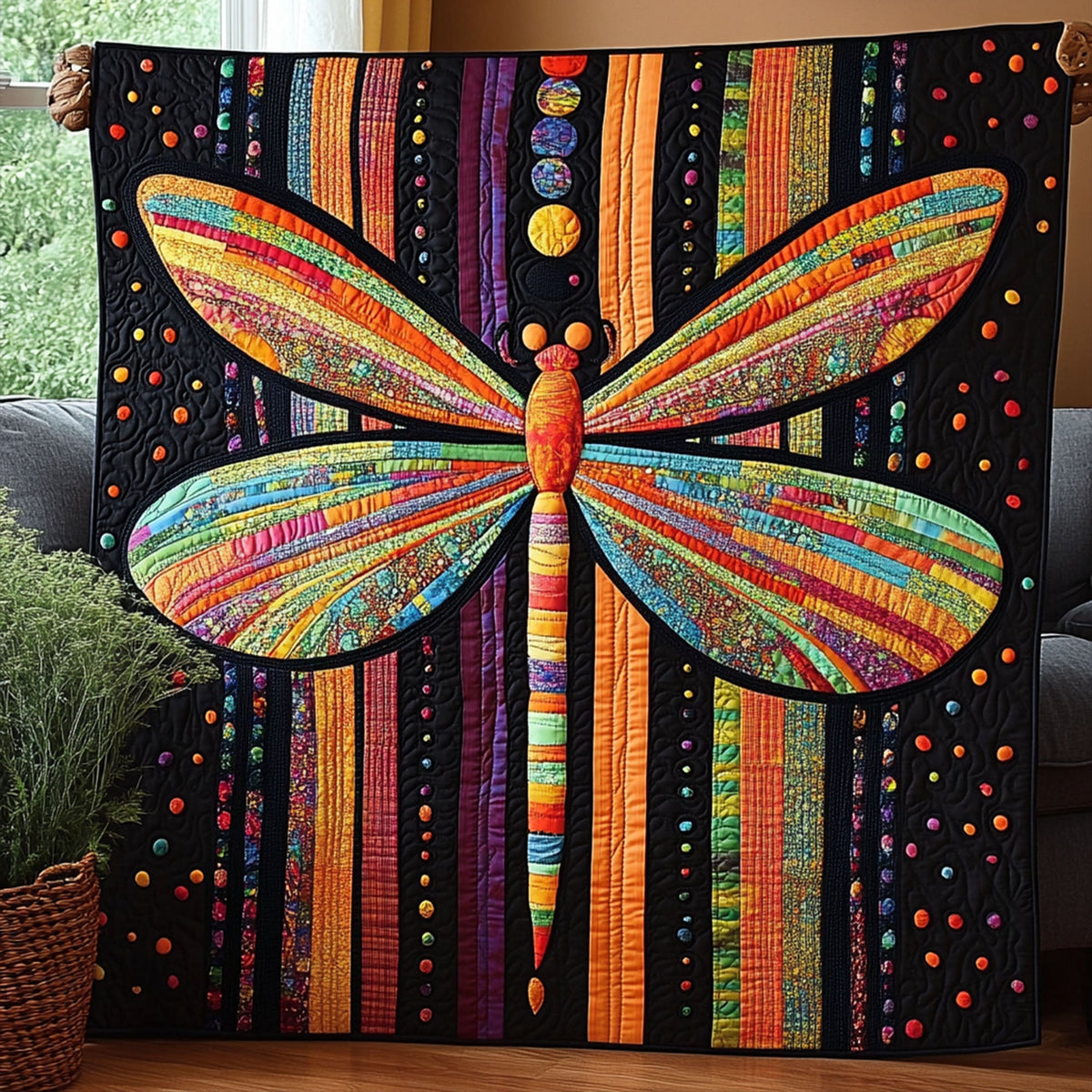 Kaleidoscope Flight Quilted Blanket