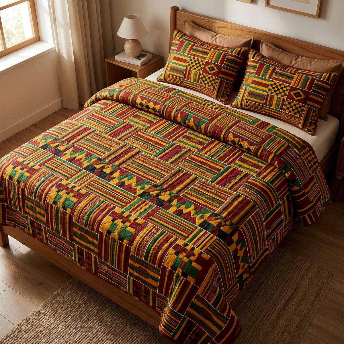 Kente Vibe 3-Piece Quilted Bedding Set