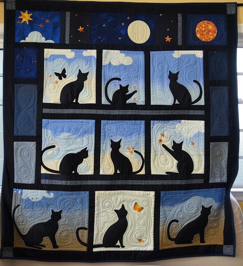 Kitty Night Dreams Quilted Blanket
