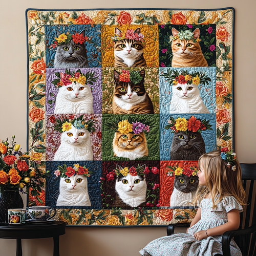 Kitty Blossom Parade Quilted Blanket