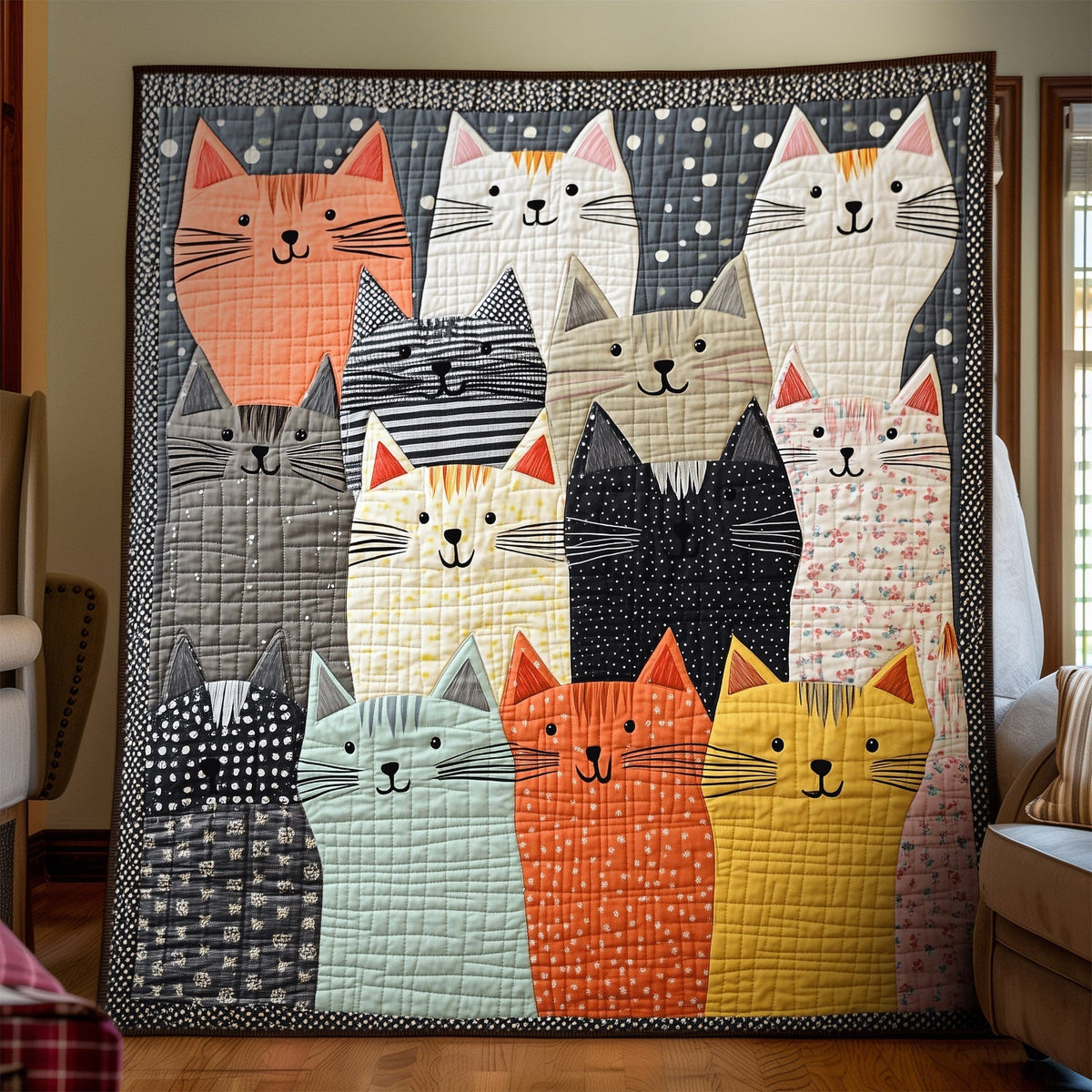 Kitty Carnival Quilted Blanket