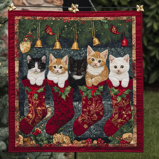 Kitty Stocking Surprise Quilted Blanket