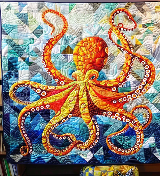 Kraken's Dance Quilted Blanket
