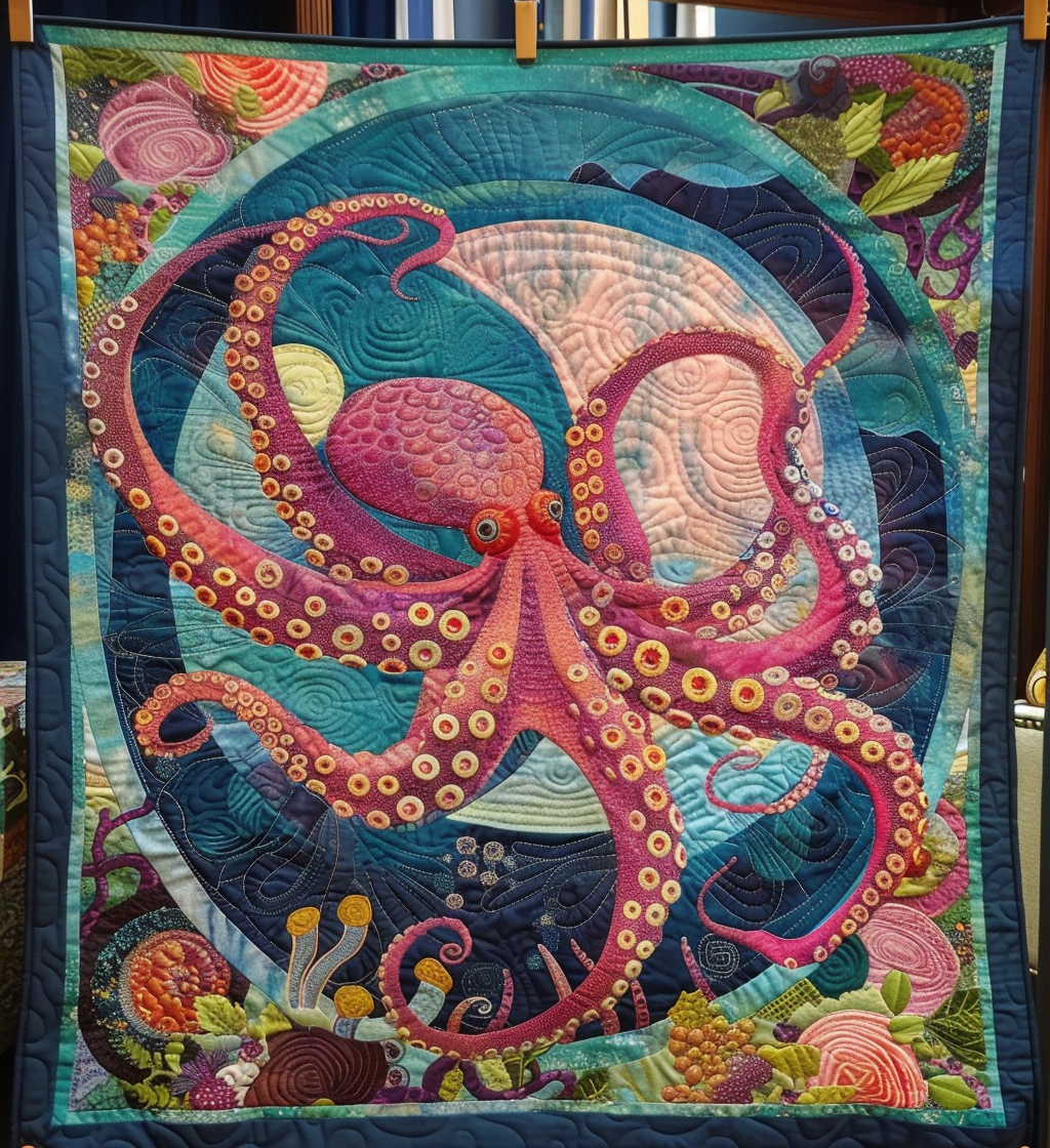 Kraken's Lair Quilted Blanket