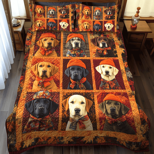 Labrador-Themed 3-Piece Quilted Bedding Set