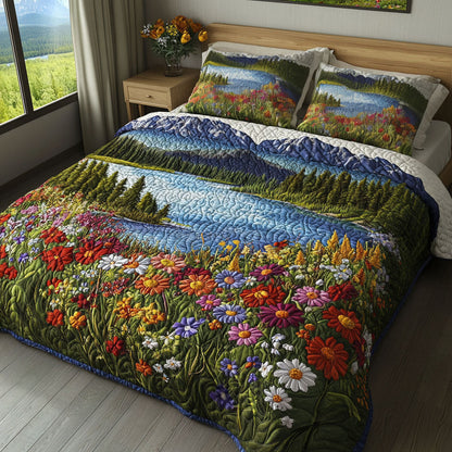 Lakeside Flower Meadow 3-Piece Quilted Bedding Set
