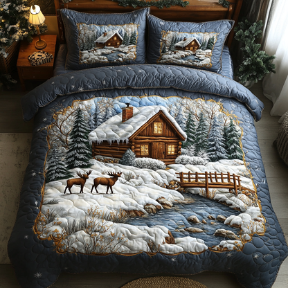 Lakeside Log Cabin 3-Piece Quilted Bedding Set