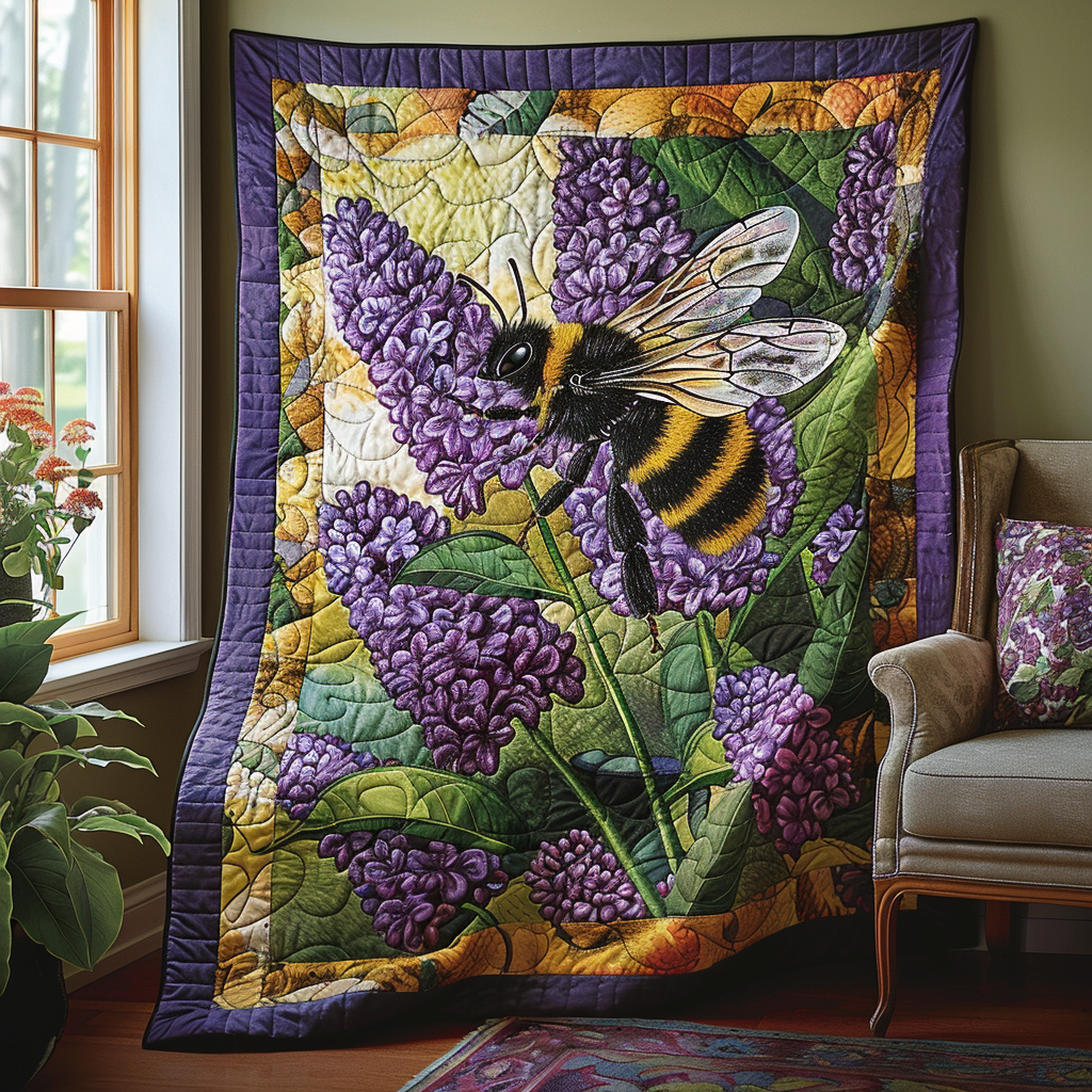 Lavender Buzz Quilted Blanket
