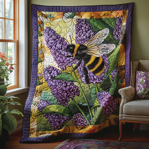 Lavender Buzz Quilted Blanket