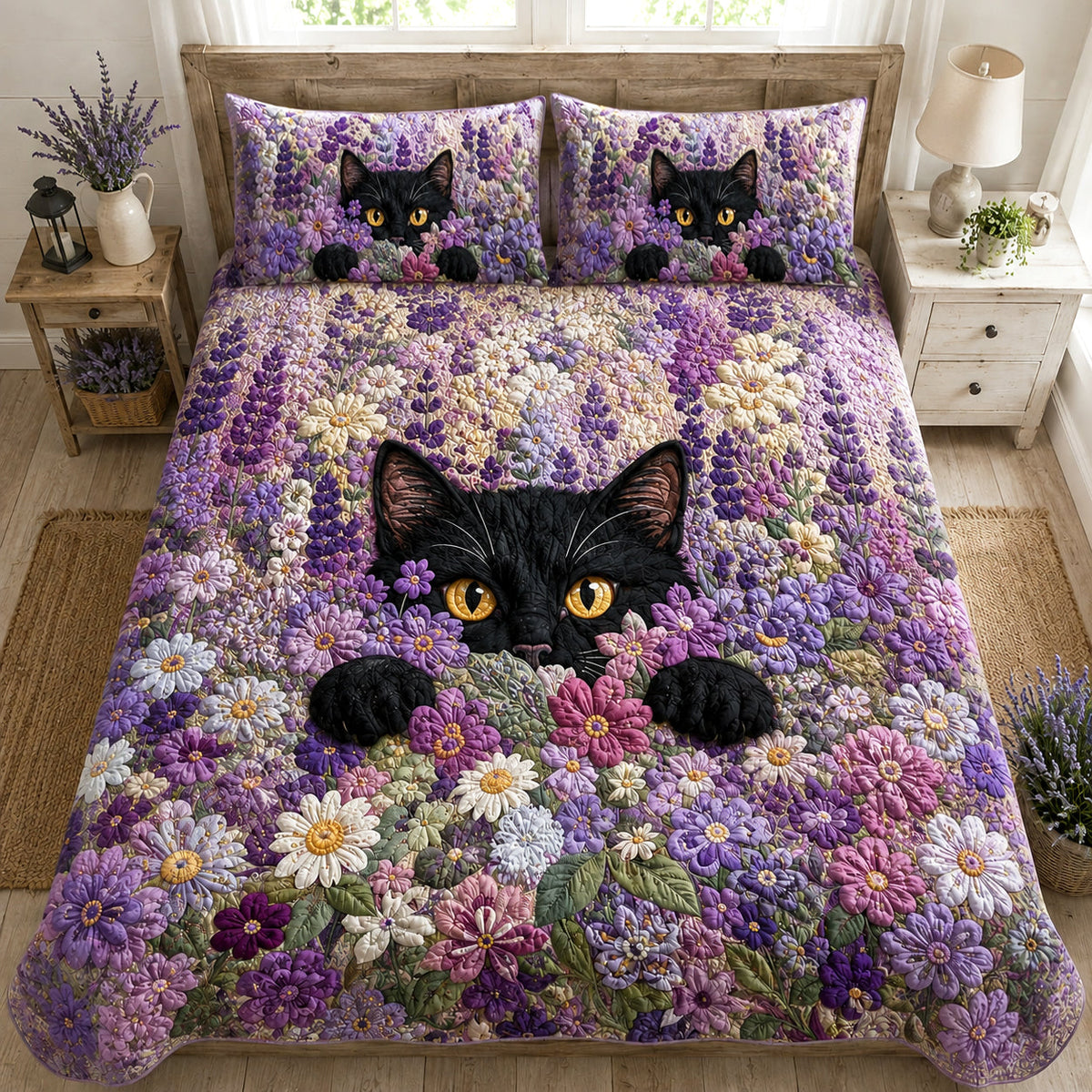 Lavender Haven 3-Piece Quilted Bedding Set