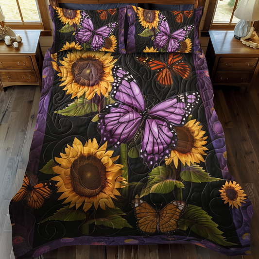 Lavender Wings Butterfly 3-Piece Quilted Bedding Set