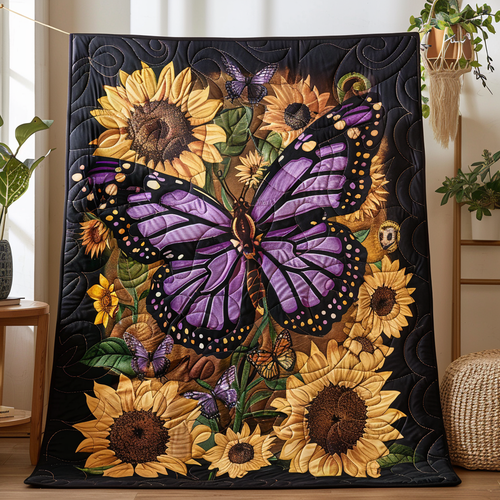 Lavender Wings Butterfly Quilted Blanket