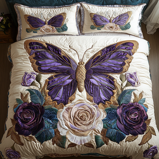 Lavender Bloom 3-Piece Quilted Bedding Set