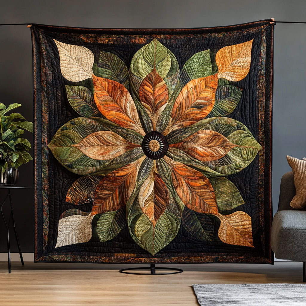 Leaf Symphony Quilted Blanket