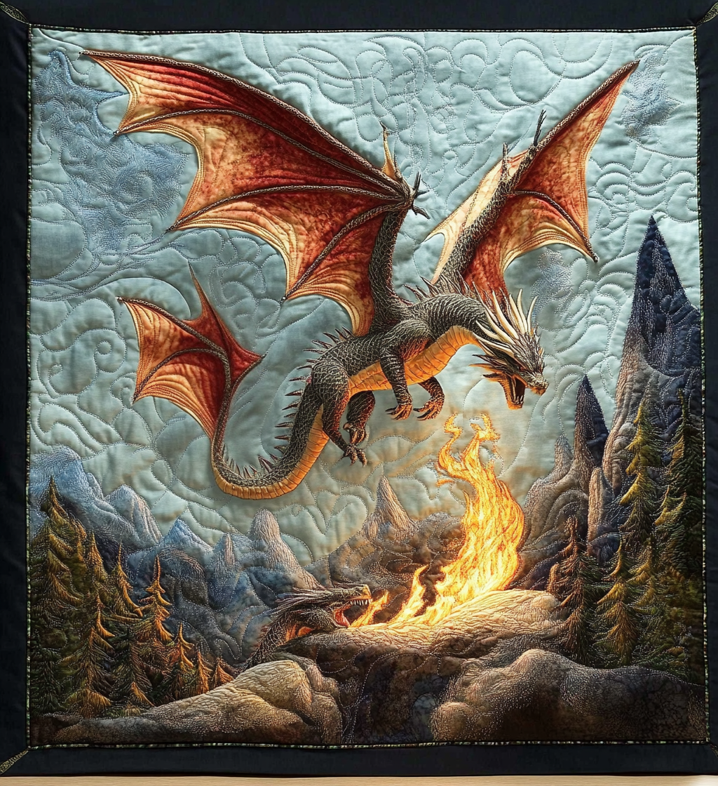 Legends of the Dragon Quilted Blanket