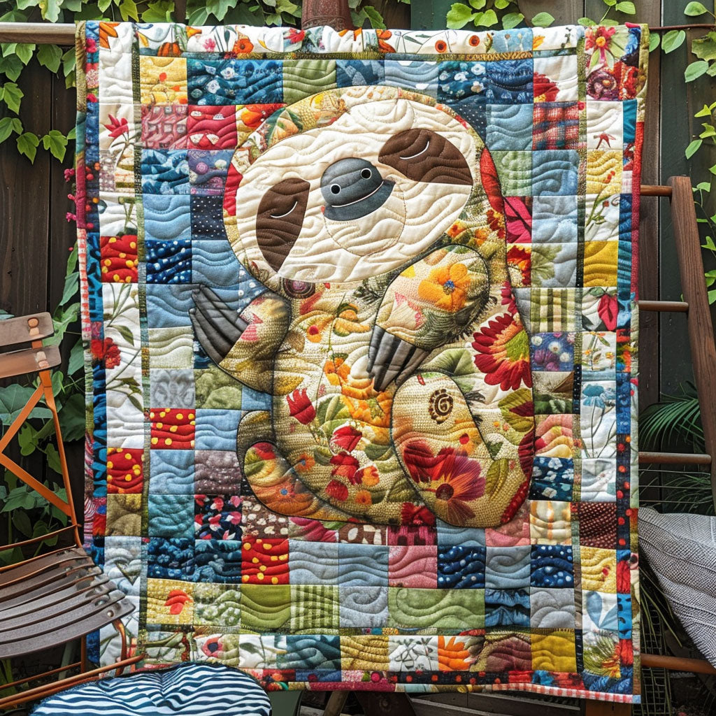 Leisurely Sloth Quilted Blanket