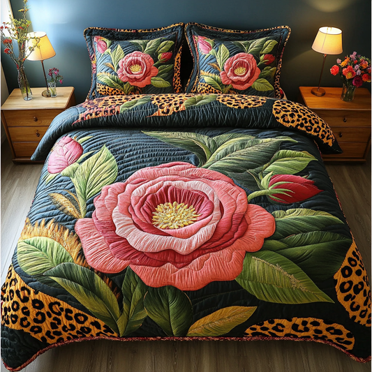 Leopard Garden 3-Piece Quilted Bedding Set