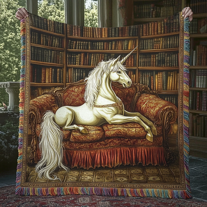 Library Unicorn Woven Throw Blanket