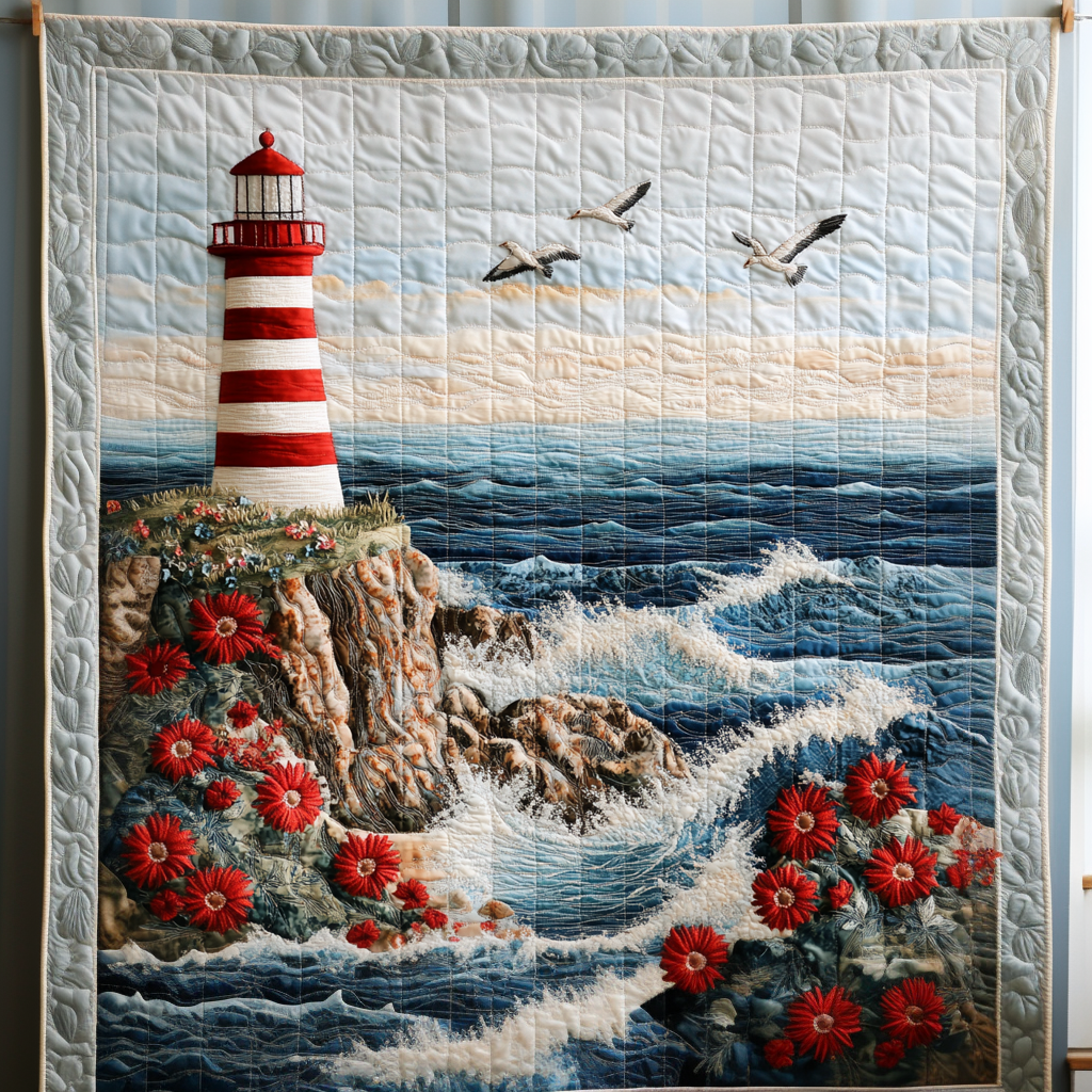 Lighthouse Bloom Quilted Blanket