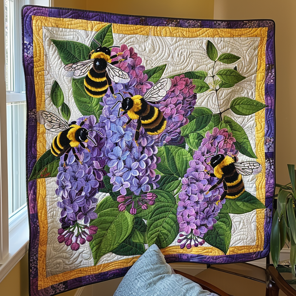 Lilac Quartet Quilted Blanket