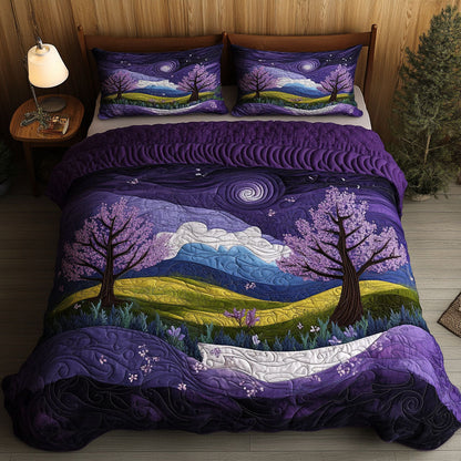 Lilac Sunset 3-Piece Quilted Bedding Set