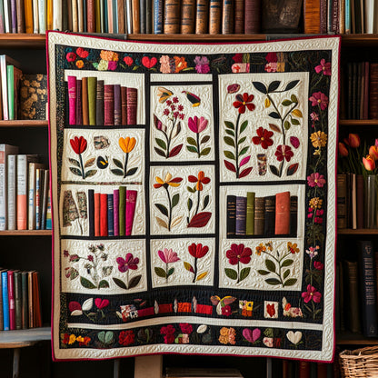 Literary Blooms Quilted Blanket