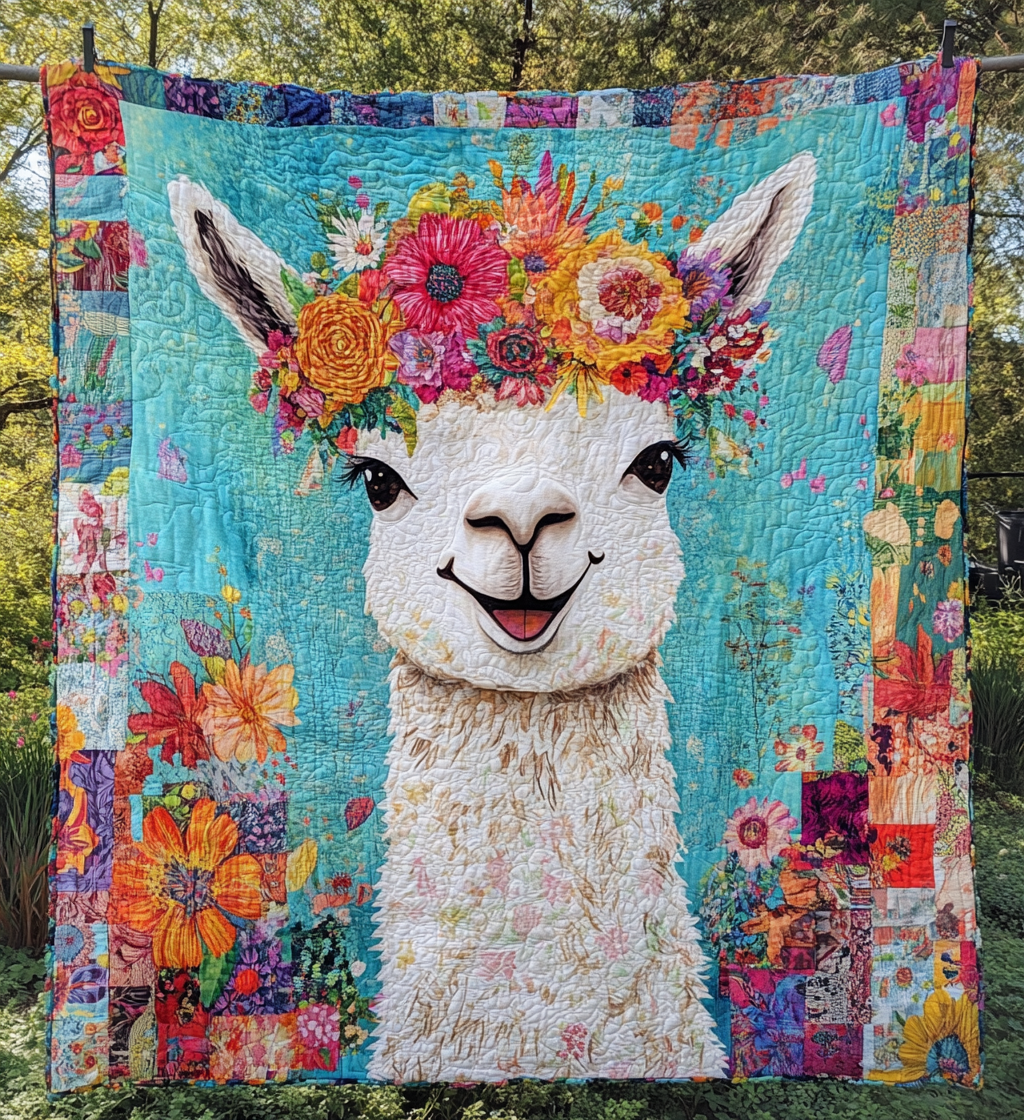 Llama Bliss Quilted Blanket