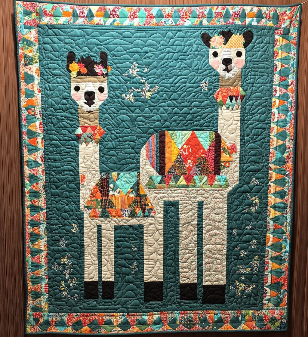 Llama Meadows Quilted Blanket