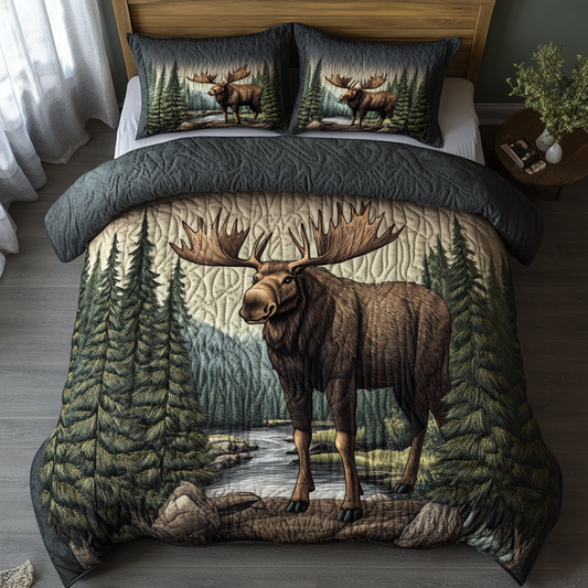 Lone Moose 3-Piece Quilted Bedding Set