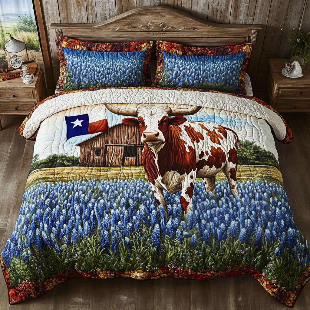 Longhorn Dreams 3-Piece Quilted Bedding Set