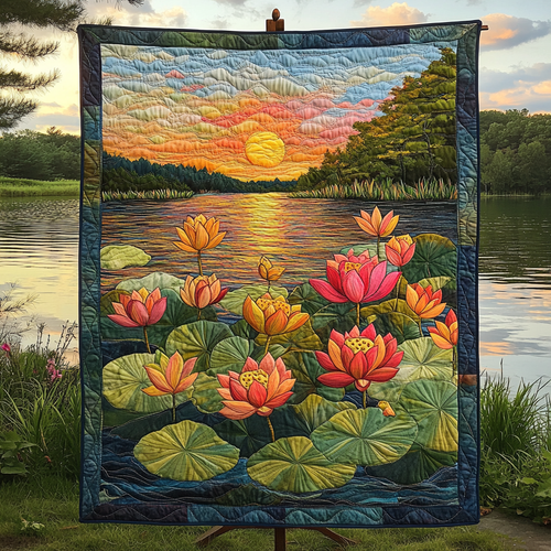 Lotus Blossom Quilted Blanket