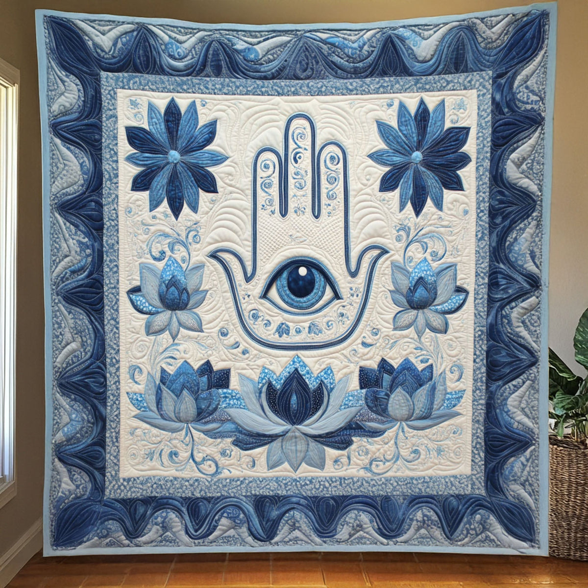 Lotus Hands Quilted Blanket