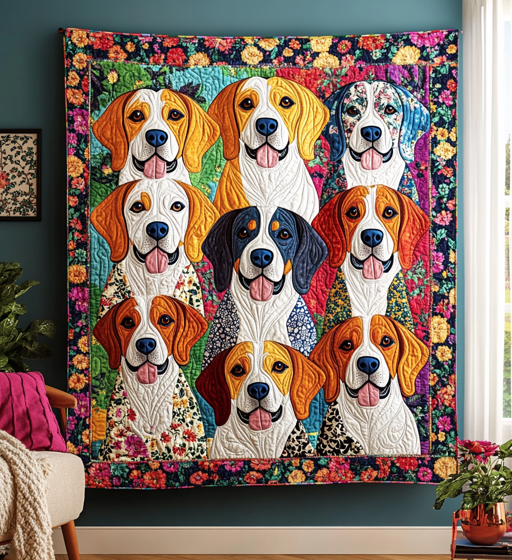 Lovable Beagles Quilted Blanket