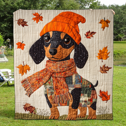 Lovable Dachshunds Quilted Blanket