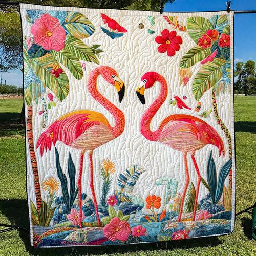 Lovable Flamingo Quilted Blanket