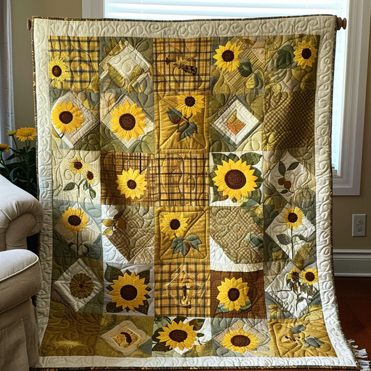 Lovable Sunflowers Quilted Blanket